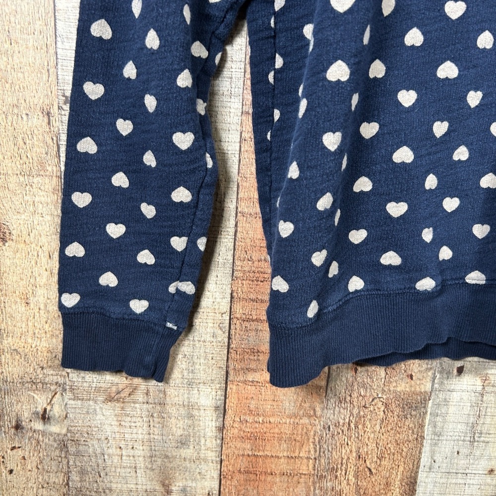 LOFT Navy Blue 100% Cotton Heart Print Raglan Sweatshirt Pullover Top Medium M - Picture 2 of 6
